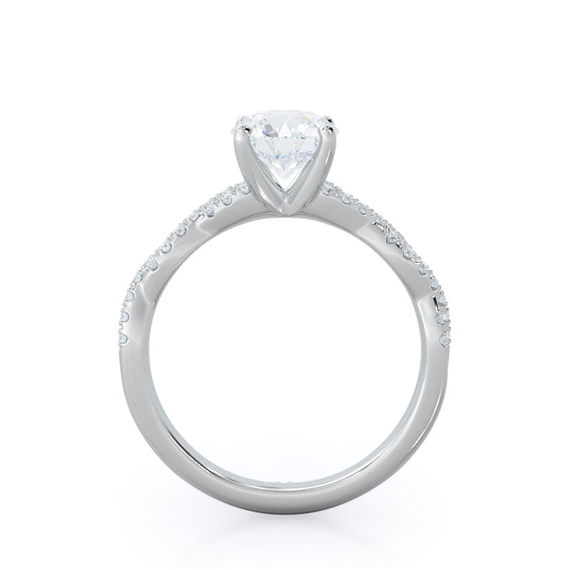 Winding Diamond Engagement Ring with Round Cut Diamond in 14KT Platinum view 2
