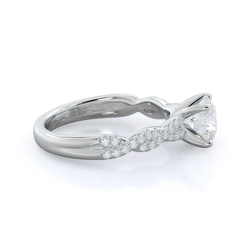 Winding Diamond Engagement Ring with Round Cut Diamond in 14KT Platinum view 3
