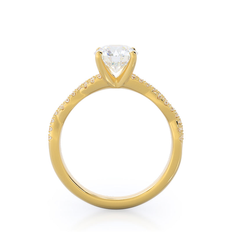 Winding Diamond Engagement Ring with Round Cut Diamond in 14KT Yellow Gold view 2
