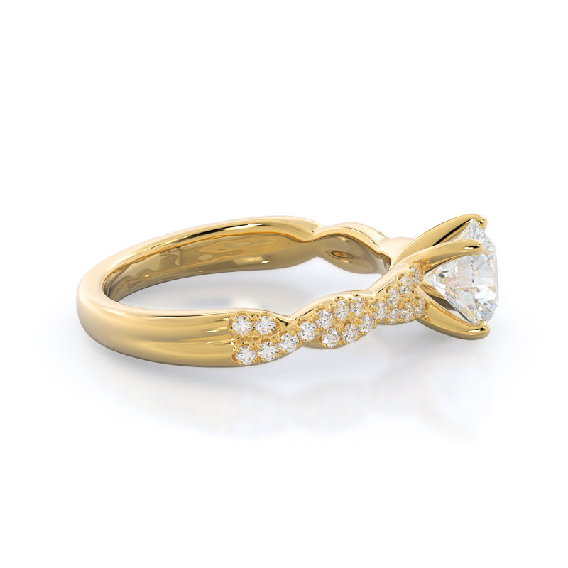 Winding Diamond Engagement Ring with Round Cut Diamond in 14KT Yellow Gold view 3
