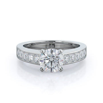 Channel Set Cathedral Diamond Engagement Ring