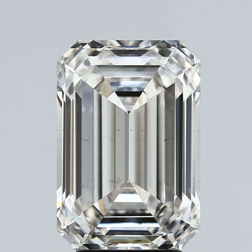 4.01 Carat Emerald Lab Diamond with  Cut Diamond in 14KT  view 1
