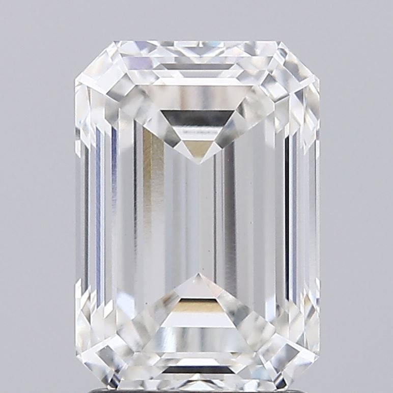 2.55 Carat Emerald Lab Diamond with  Cut Diamond in 14KT  view 1
