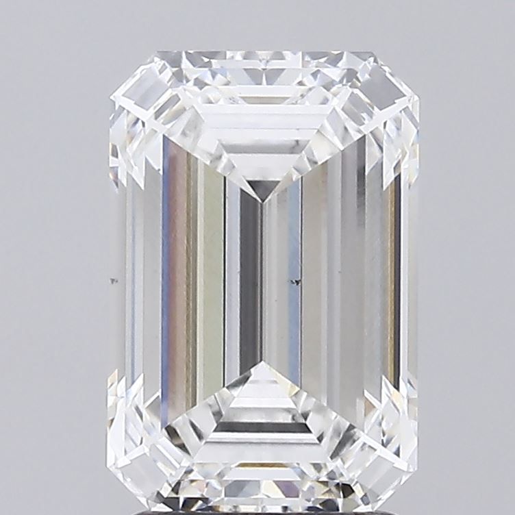 2.51 Carat Emerald Lab Diamond with  Cut Diamond in 14KT  view 1
