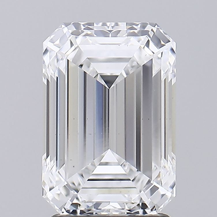 2.56 Carat Emerald Lab Diamond with  Cut Diamond in 14KT  view 1
