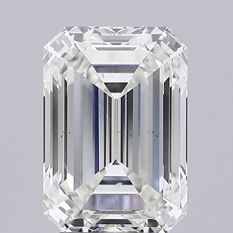 3.02 Carat Emerald Lab Diamond with  Cut Diamond in 14KT  view 1
