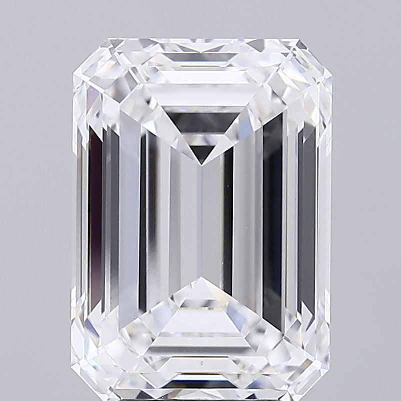 6.51 Carat Emerald Lab Diamond with  Cut Diamond in 14KT  view 1
