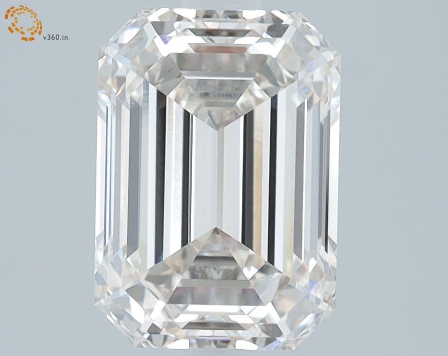 3.02 Carat Emerald Lab Diamond with  Cut Diamond in 14KT  view 1
