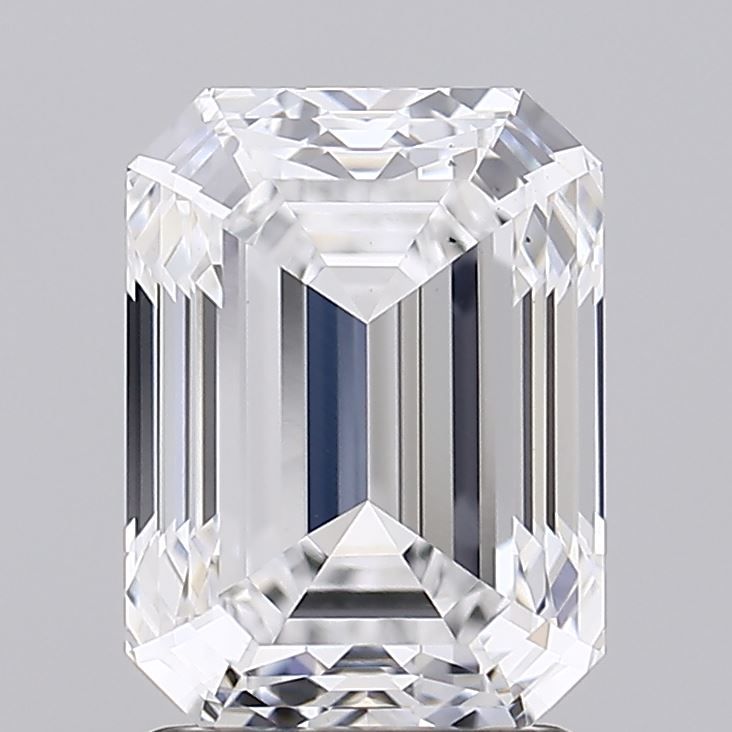 2.55 Carat Emerald Lab Diamond with  Cut Diamond in 14KT  view 1
