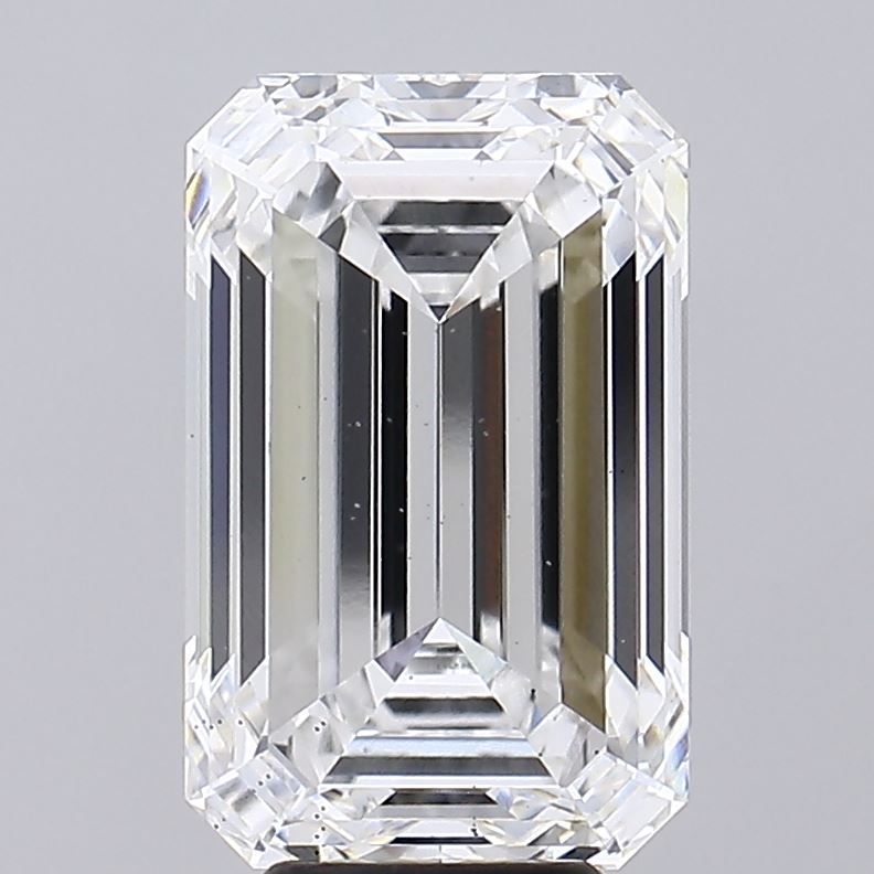 7.61 Carat Emerald Lab Diamond with  Cut Diamond in 14KT  view 1
