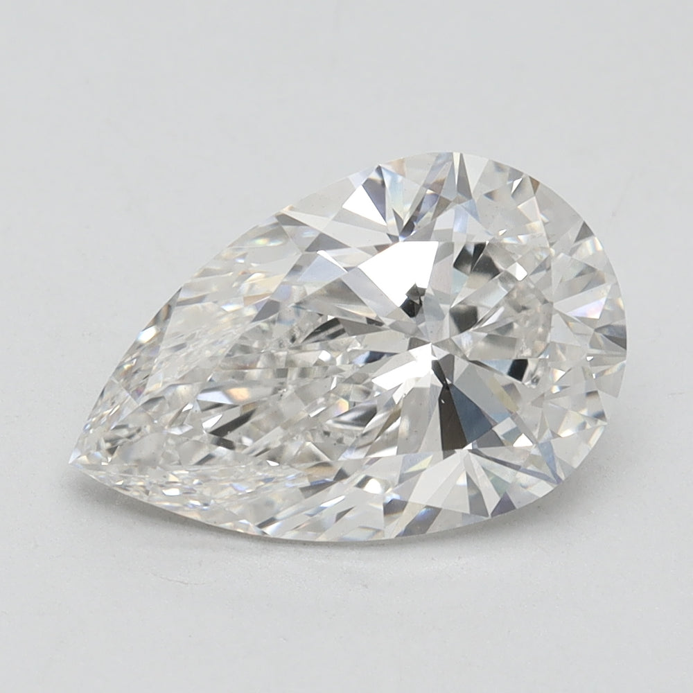 3.05 Carat Pear Lab Diamond with  Cut Diamond in 14KT  view 1
