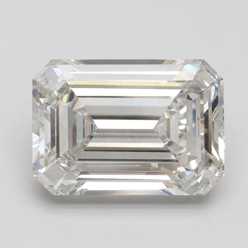 4.09 Carat Emerald Lab Diamond with  Cut Diamond in 14KT  view 1
