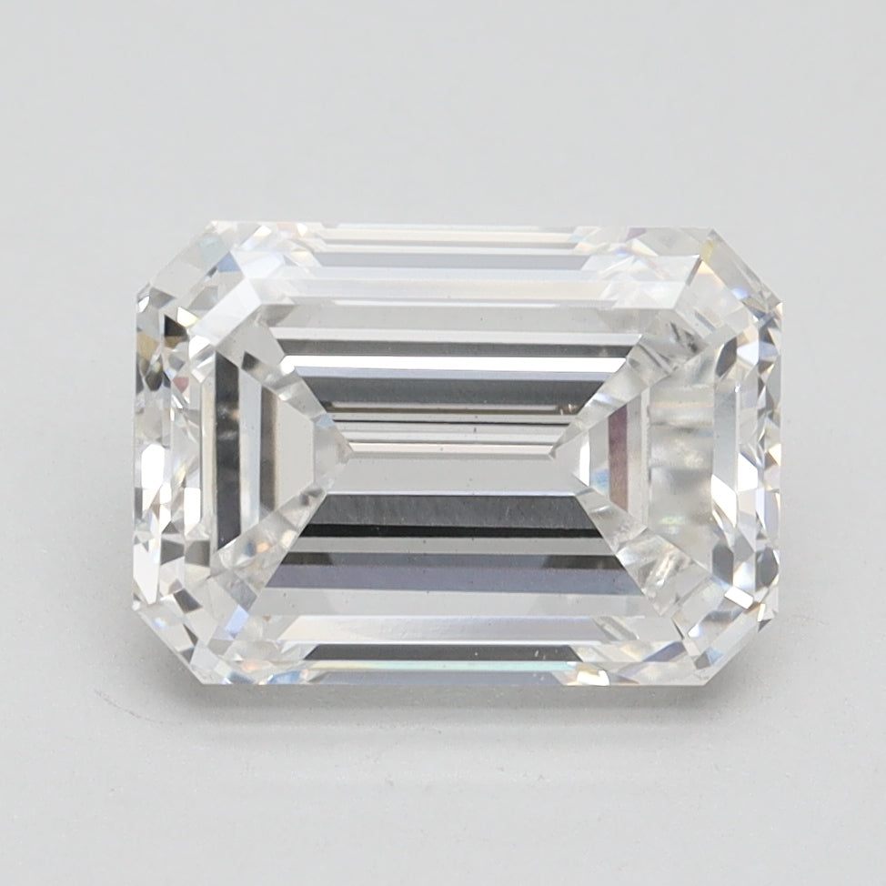 3.0 Carat Emerald Lab Diamond with  Cut Diamond in 14KT  view 1
