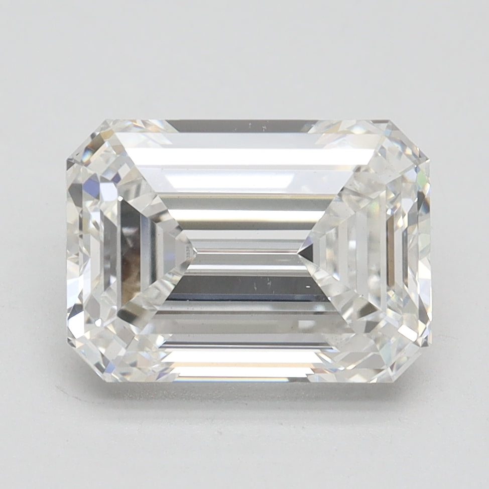 3.21 Carat Emerald Lab Diamond with  Cut Diamond in 14KT  view 1
