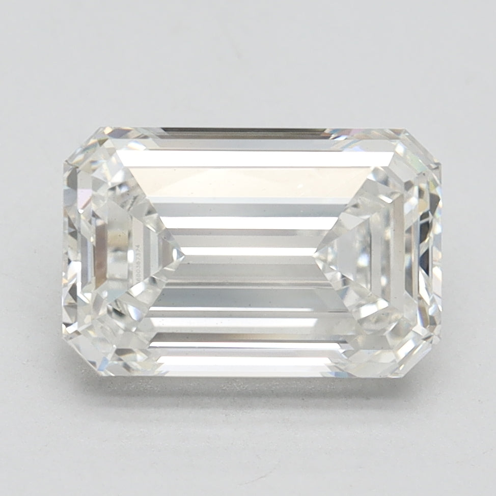 3.04 Carat Emerald Lab Diamond with  Cut Diamond in 14KT  view 1
