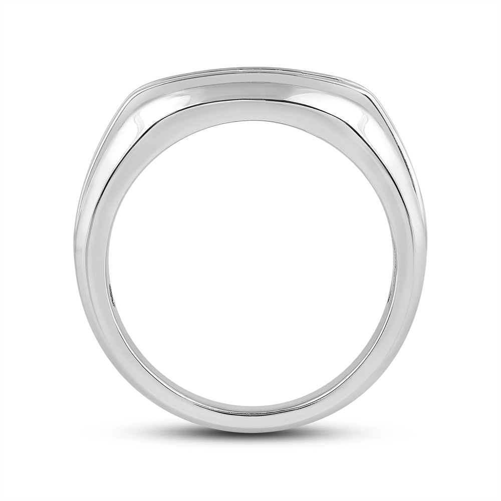 Two-Tone Channel Set 5 Stone Curved Diamond Ring with Platinum / Lab / 1/2 Cut Diamond in 14KT Platinum / Lab / 1/2 view 4

