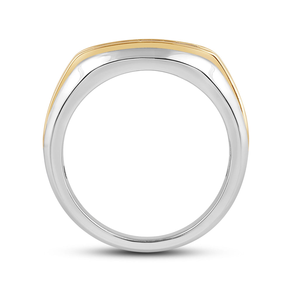 Two-Tone Channel Set 5 Stone Curved Diamond Ring with 18KT White & Yellow Gold / Lab / 1/2 Cut Diamond in 14KT White & Yellow Gold / Lab / 1/2 view 4
