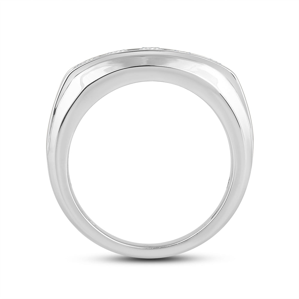 Two-Tone Channel Set 5 Stone Curved Diamond Ring with Platinum / Lab / 1 Cut Diamond in 14KT Platinum / Lab / 1 view 4

