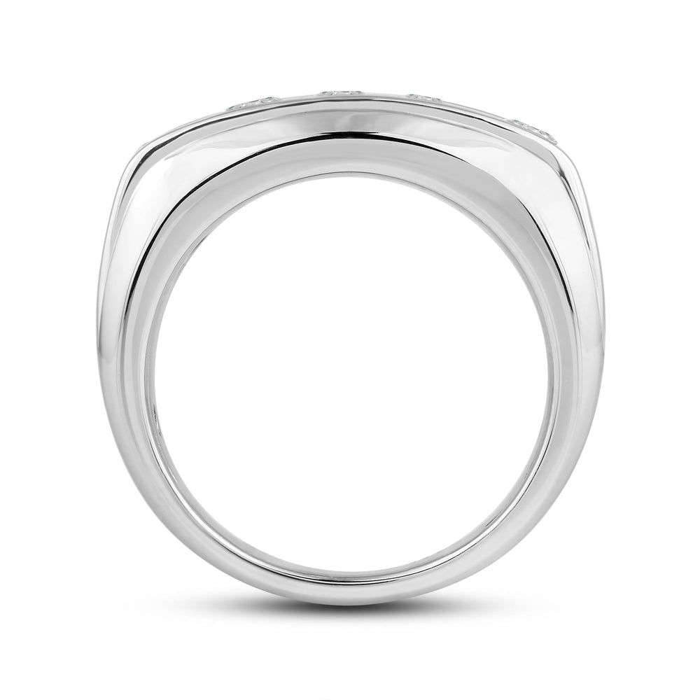 Two-Tone Channel Set 5 Stone Curved Diamond Ring with Platinum / Lab / 1 1/2 Cut Diamond in 14KT Platinum / Lab / 1 1/2 view 4
