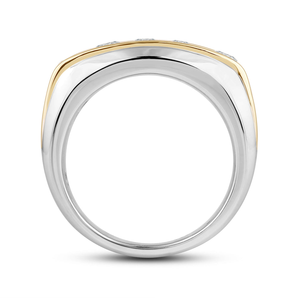 Two-Tone Channel Set 5 Stone Curved Diamond Ring with 18KT White & Yellow Gold / Lab / 1 1/2 Cut Diamond in 14KT White & Yellow Gold / Lab / 1 1/2 view 4
