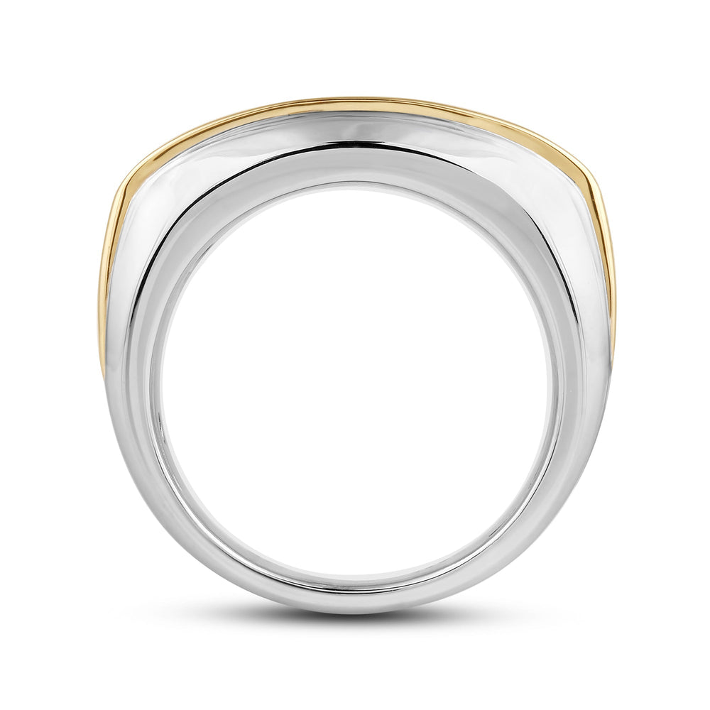 Two-Tone Channel Set 5 Stone Curved Diamond Ring with 18KT White & Yellow Gold / Lab / 2 Cut Diamond in 14KT White & Yellow Gold / Lab / 2 view 4
