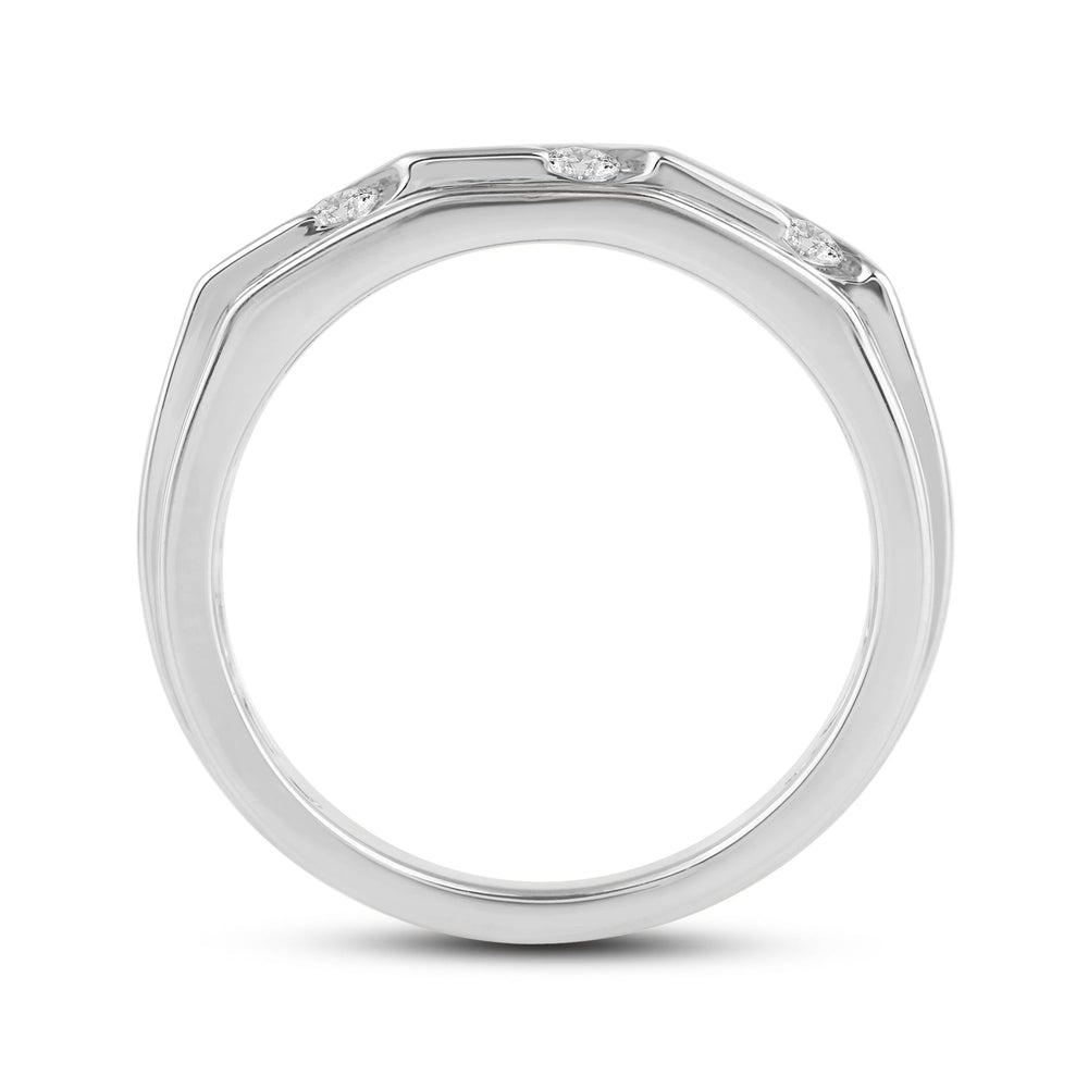 3 Row Channel Set Diamond Accent Men's Ring with Platinum / Lab / 1/2 Cut Diamond in 14KT Platinum / Lab / 1/2 view 4
