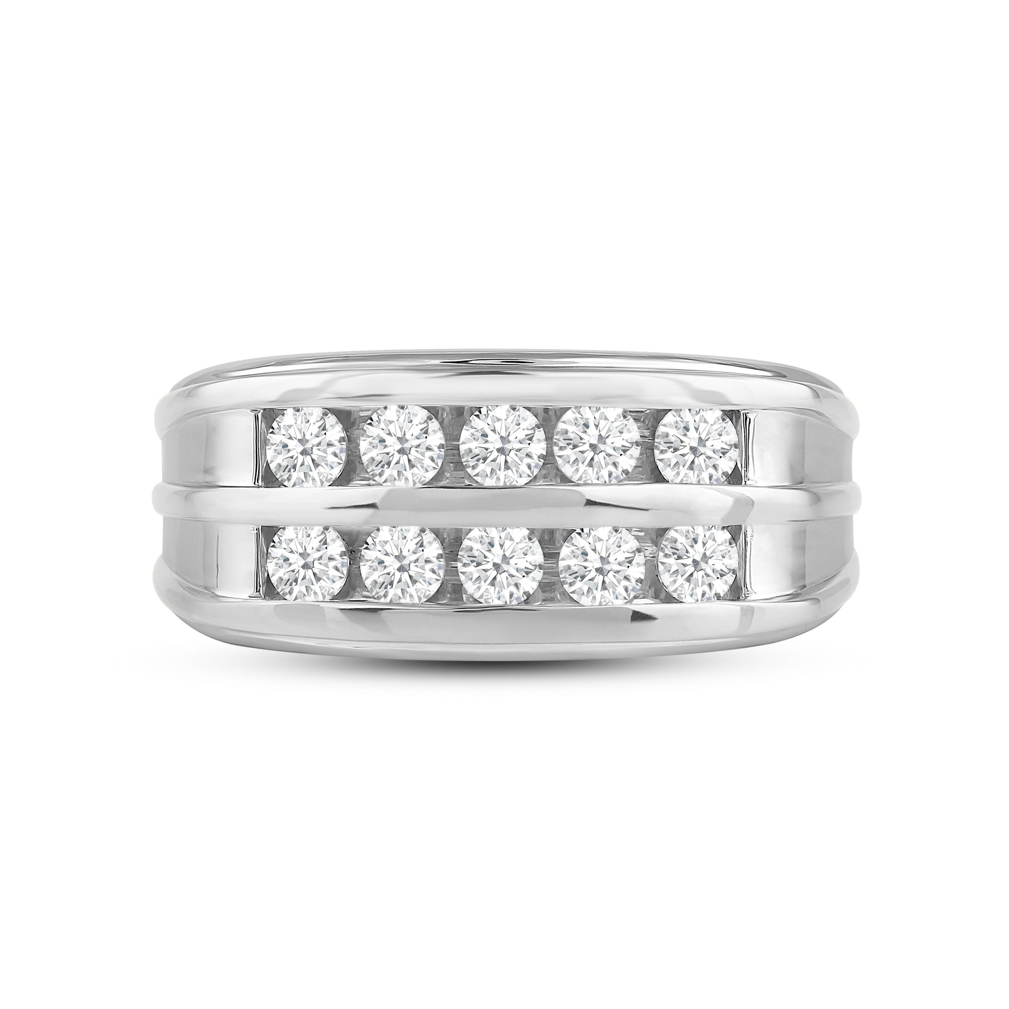 Two -Tone Channel Set 2 Row Diamond Mens' Ring – With Clarity