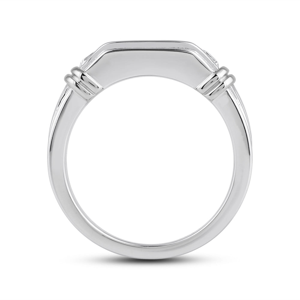 5 Stone Channel Set Ridged Diamond Men's Ring with Platinum / Lab / 1 Cut Diamond in 14KT Platinum / Lab / 1 view 4
