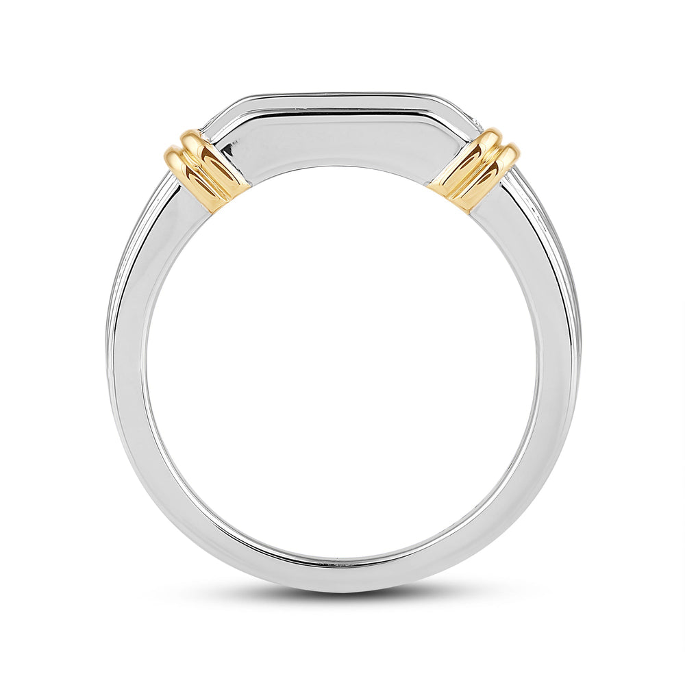 5 Stone Channel Set Ridged Diamond Men's Ring with 18KT White & Yellow Gold / Lab / 1/2 Cut Diamond in 14KT White & Yellow Gold / Lab / 1/2 view 4
