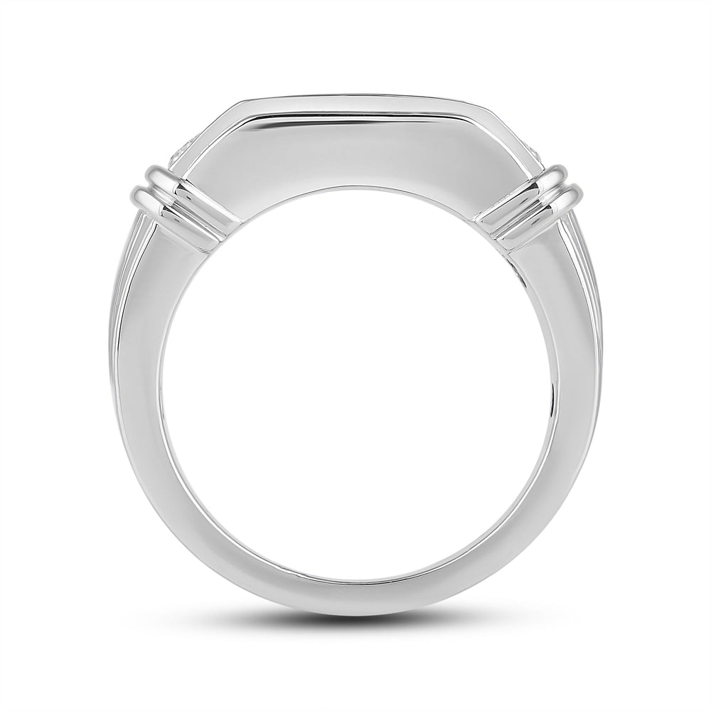 5 Stone Channel Set Ridged Diamond Men's Ring with Platinum / Lab / 1 1/2 Cut Diamond in 14KT Platinum / Lab / 1 1/2 view 4
