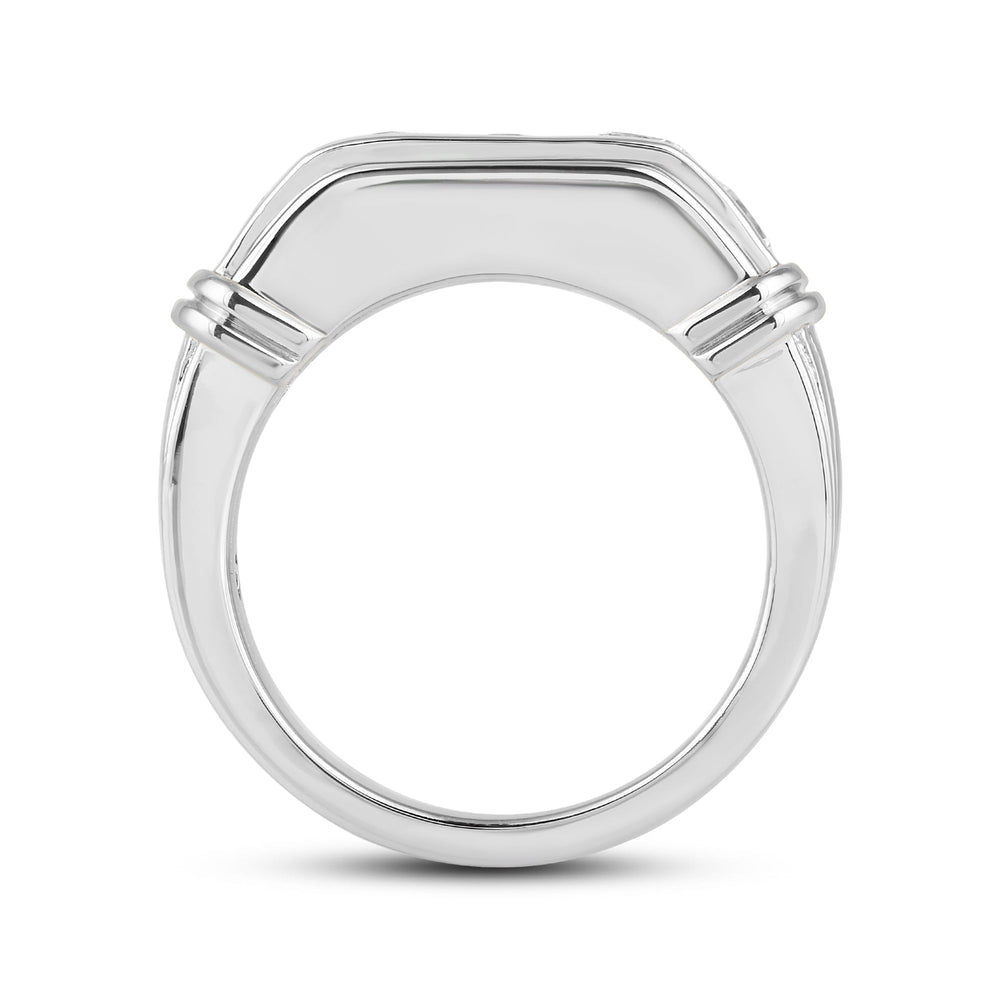5 Stone Channel Set Ridged Diamond Men's Ring with Platinum / Lab / 2 Cut Diamond in 14KT Platinum / Lab / 2 view 4
