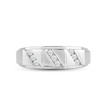 3 Row Channel Set Diamond Accent Mens' Ring