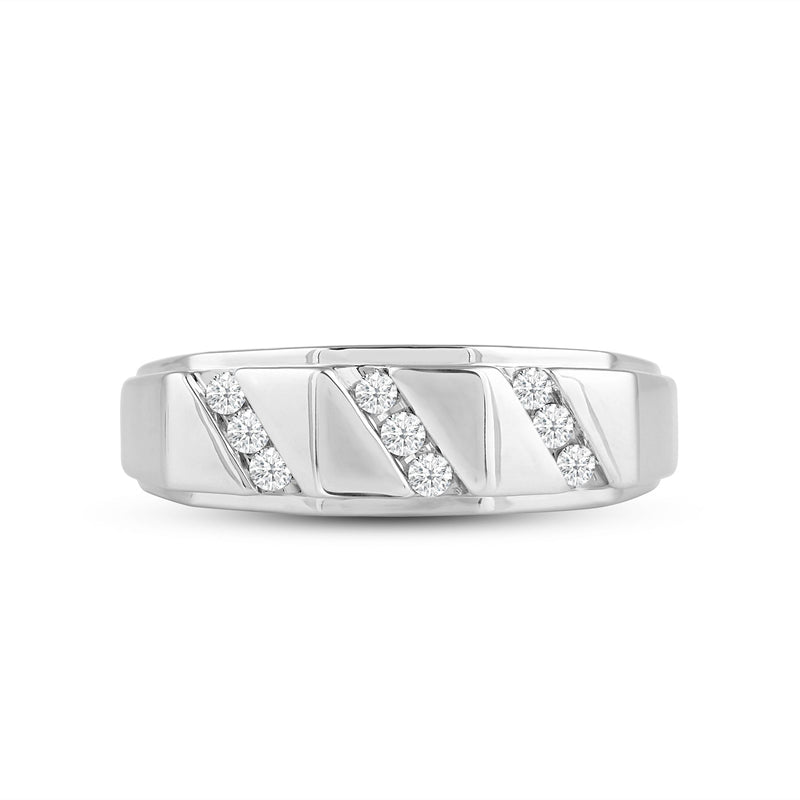 3 Row Channel Set Diamond Accent Men's Ring