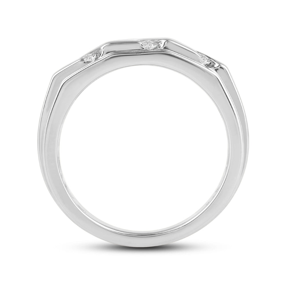 3 Row Channel Set Diamond Accent Men's Ring with Platinum / Lab / 1/4 Cut Diamond in 14KT Platinum / Lab / 1/4 view 4
