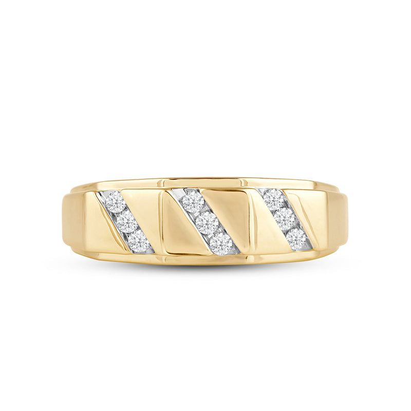 3 Row Channel Set Diamond Accent Men's Ring