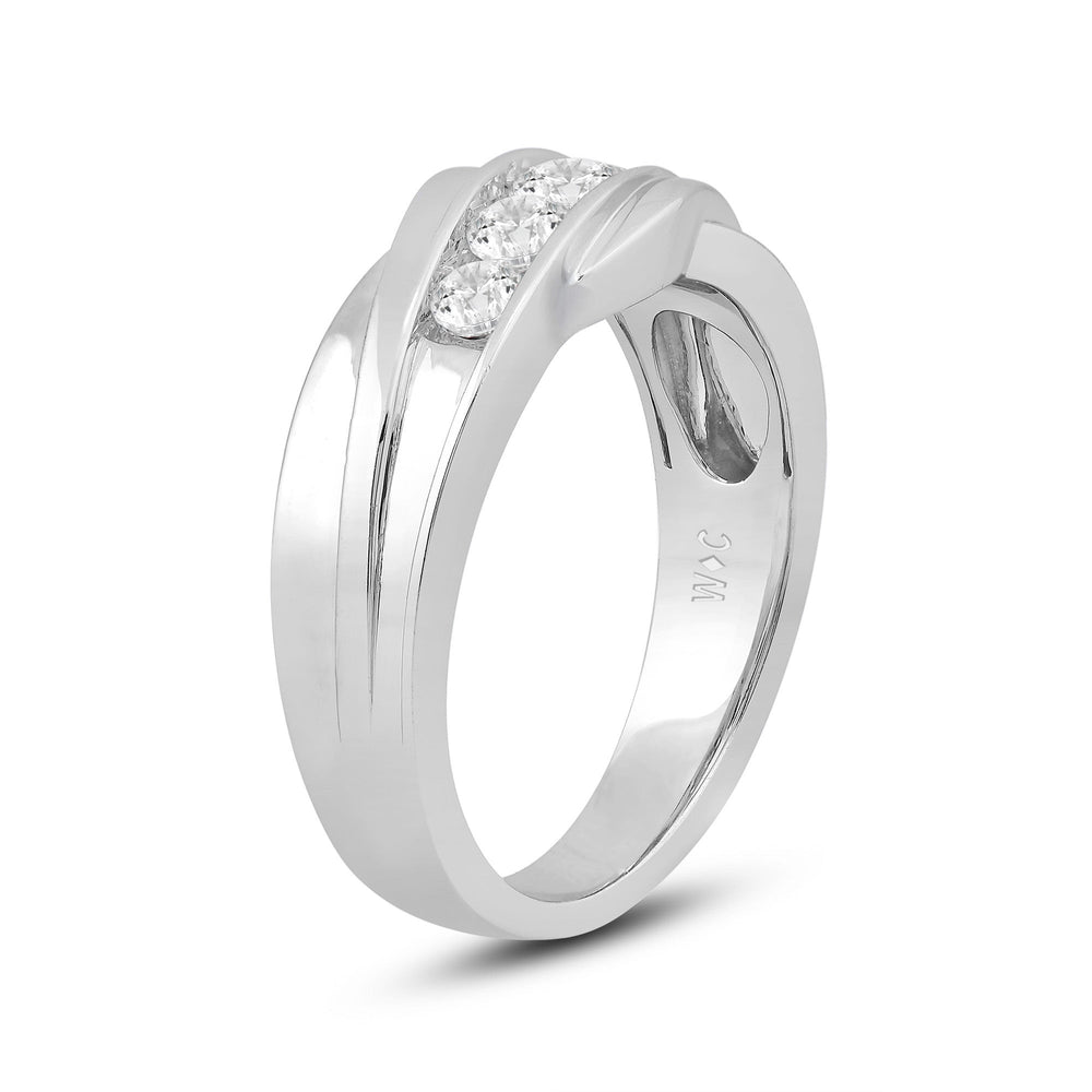 5 Stone Wavy Men's Ring with Platinum / Lab / 1 Cut Diamond in 14KT Platinum / Lab / 1 view 3
