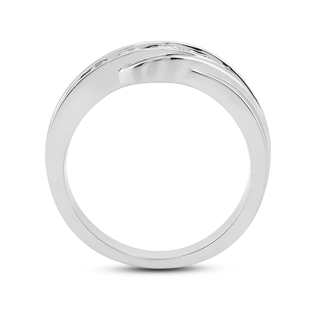 5 Stone Wavy Men's Ring with Platinum / Lab / 1 Cut Diamond in 14KT Platinum / Lab / 1 view 4
