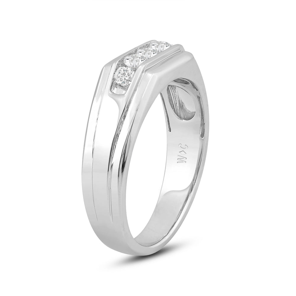 5 Stone Stepped Men's Ring with Platinum / Lab / 1/2 Cut Diamond in 14KT Platinum / Lab / 1/2 view 3
