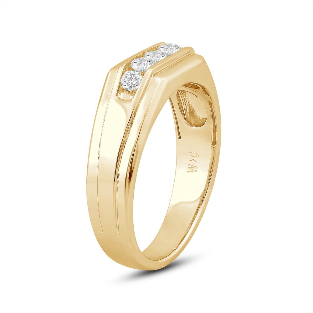 5 Stone Stepped Men's Ring with 18KT Yellow Gold / Lab / 1/2 Cut Diamond in 14KT Yellow Gold / Lab / 1/2 view 3
