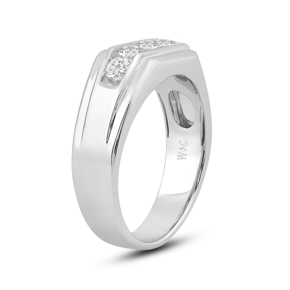5 Stone Stepped Men's Ring with Platinum / Lab / 1 Cut Diamond in 14KT Platinum / Lab / 1 view 4
