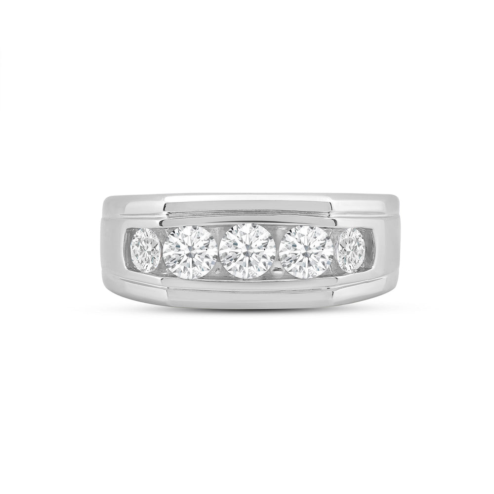 5 Stone Stepped Men's Ring with Platinum / Lab / 1 1/2 Cut Diamond in 14KT Platinum / Lab / 1 1/2 view 1
