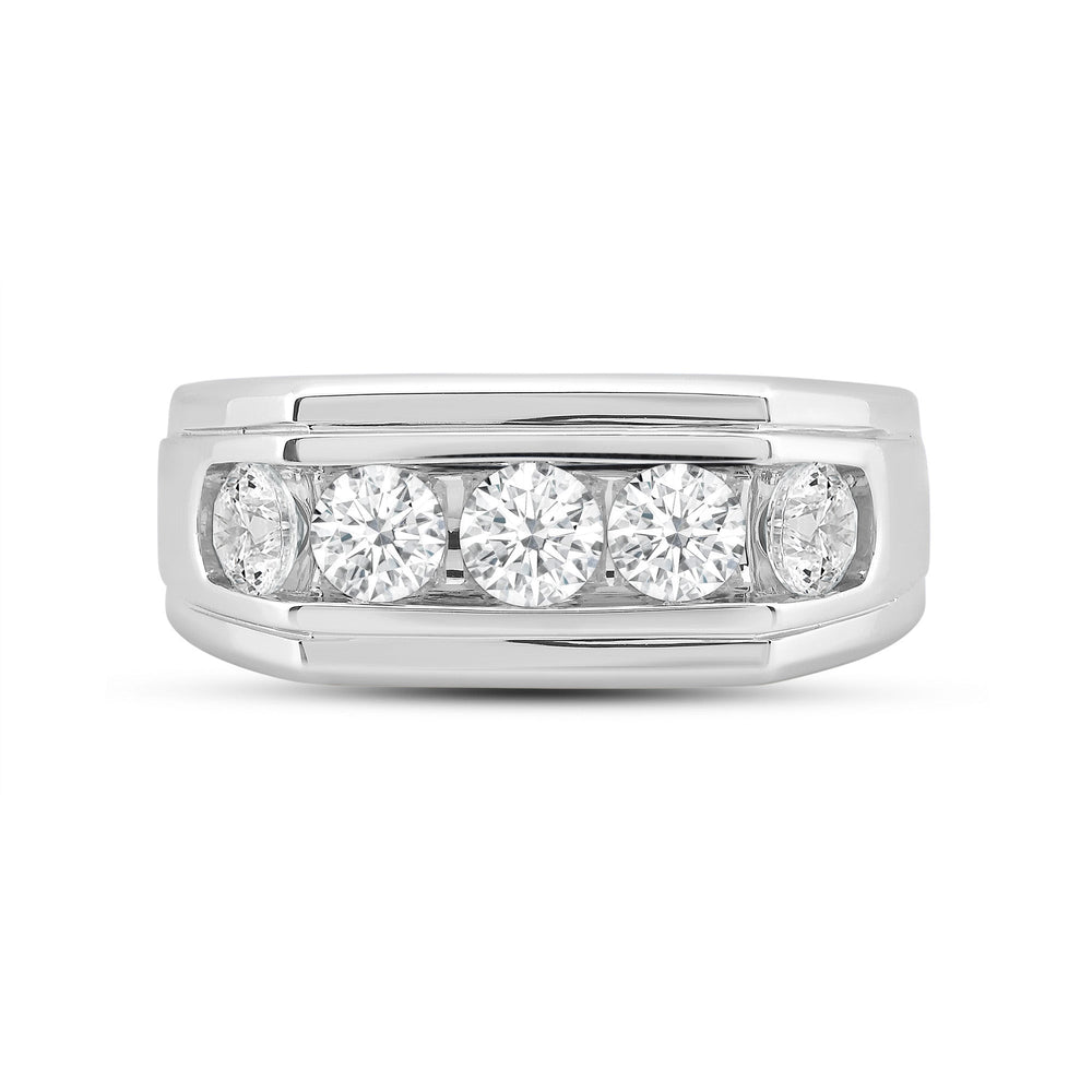 5 Stone Stepped Men's Ring with Platinum / Lab / 2 Cut Diamond in 14KT Platinum / Lab / 2 view 1
