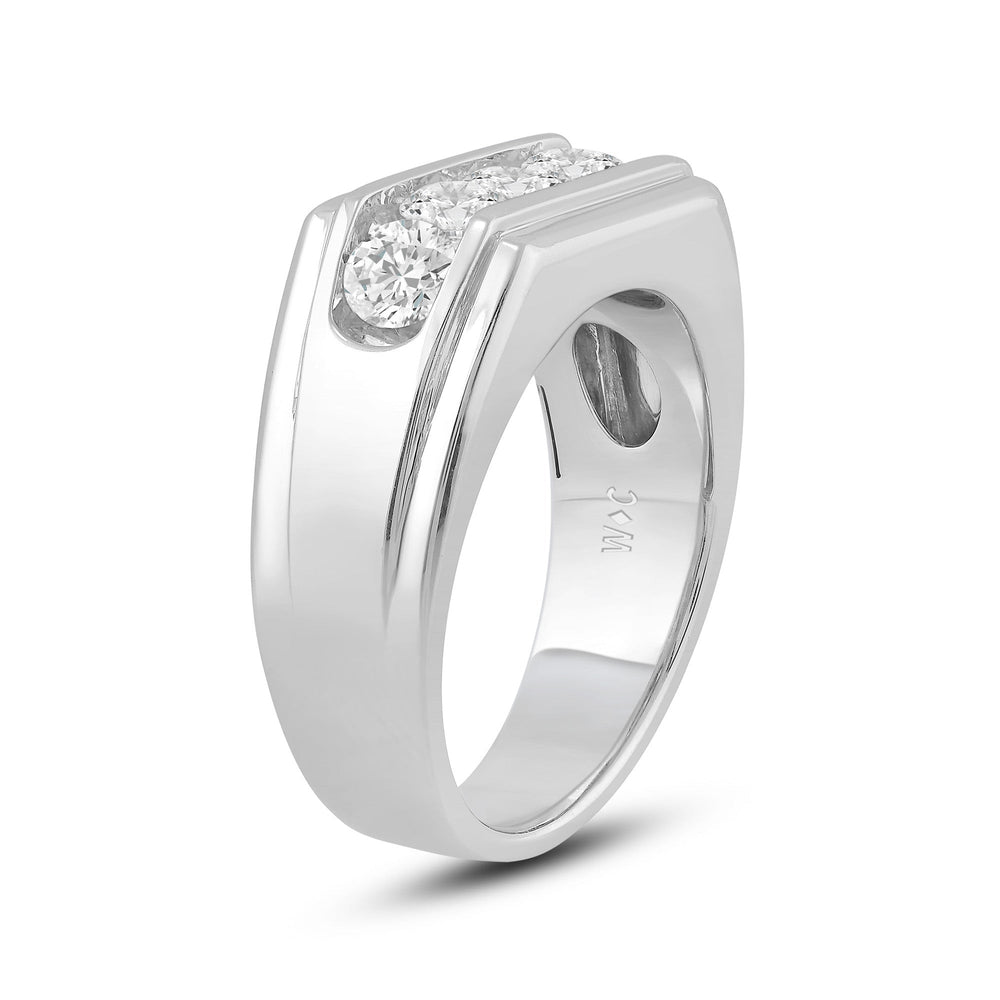 5 Stone Stepped Men's Ring with Platinum / Lab / 2 Cut Diamond in 14KT Platinum / Lab / 2 view 4

