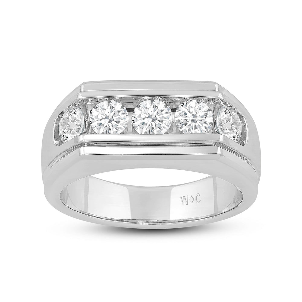 5 Stone Stepped Men's Ring with Platinum / Lab / 2 Cut Diamond in 14KT Platinum / Lab / 2 view 3
