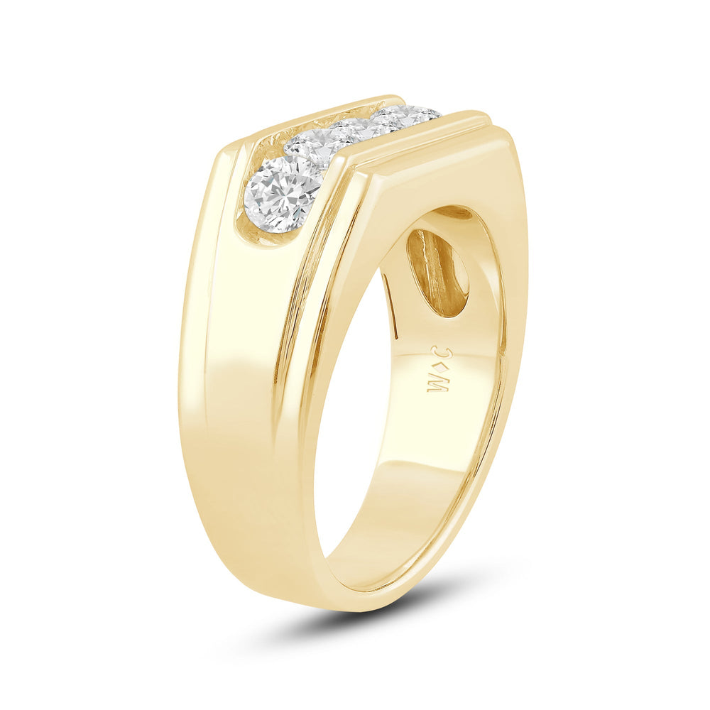 5 Stone Stepped Men's Ring with 18KT Yellow Gold / Lab / 2 Cut Diamond in 14KT Yellow Gold / Lab / 2 view 3
