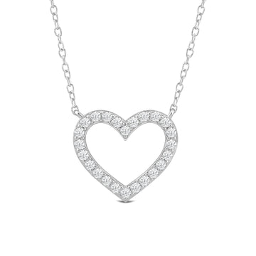 Petite Lab Created Diamond Studded Heart Necklace