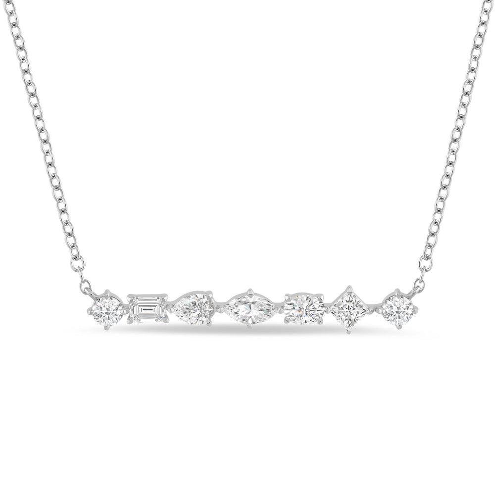 Mixed Fancy Shape Lab Created Diamond Bar Necklace with 14KT White Gold / Lab / 1 Cut Diamond in 14KT White Gold / Lab / 1 view 2
