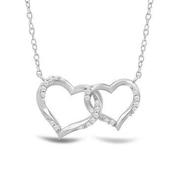 diamond studded interlocked heart necklace