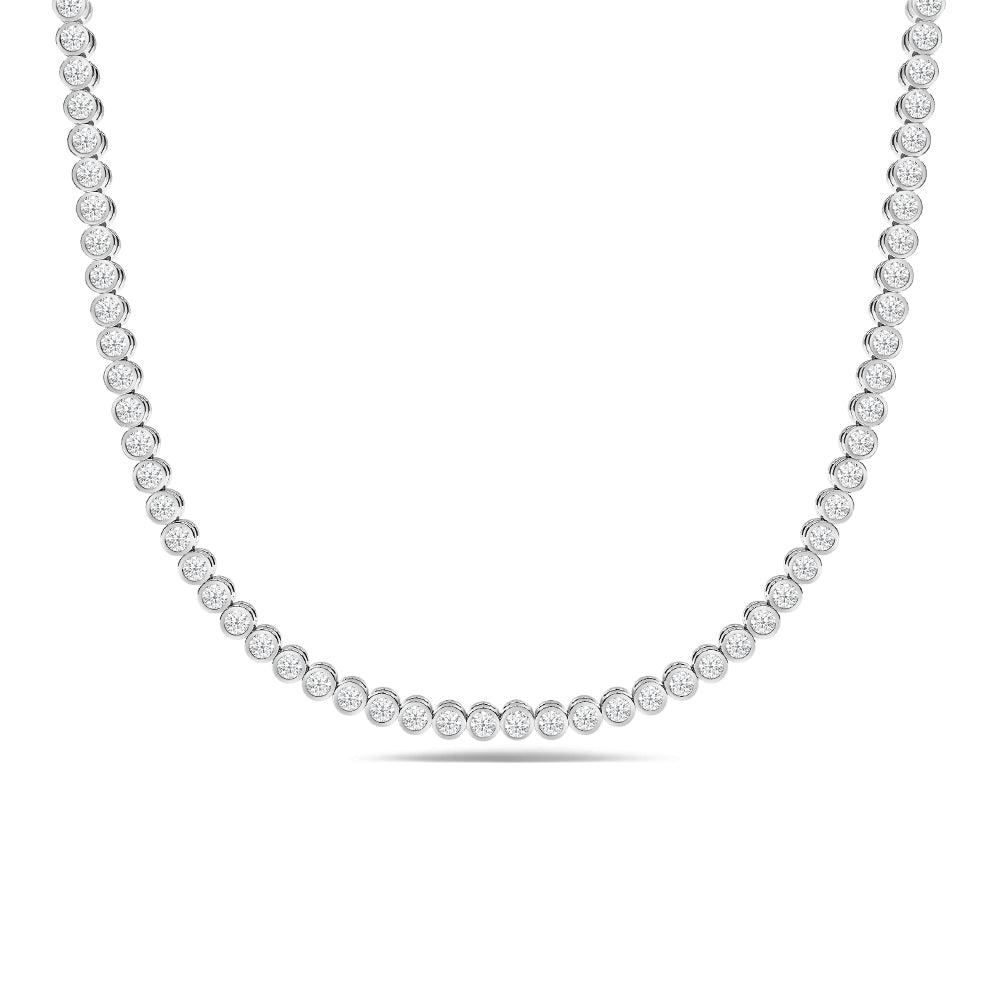 Round Bezel Diamond Tennis Necklace