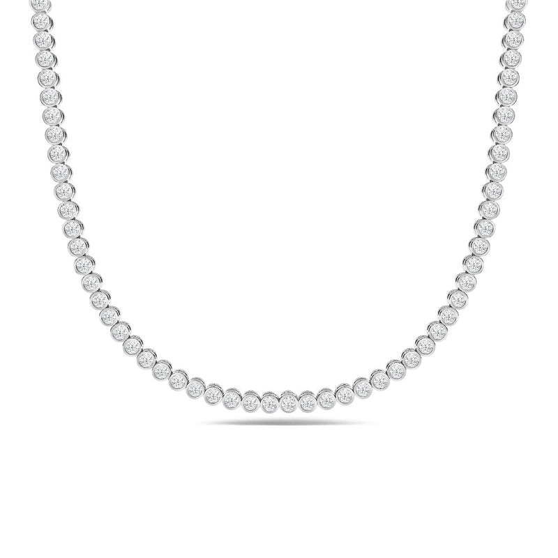 Round Bezel Diamond Tennis Necklace